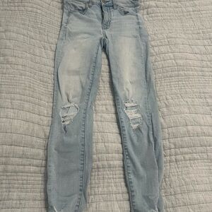 American Eagle Outfitters Light Blue Ripped Skinny Jeans